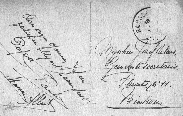 Kaart vanuit Kerkom voor Jef Ulens