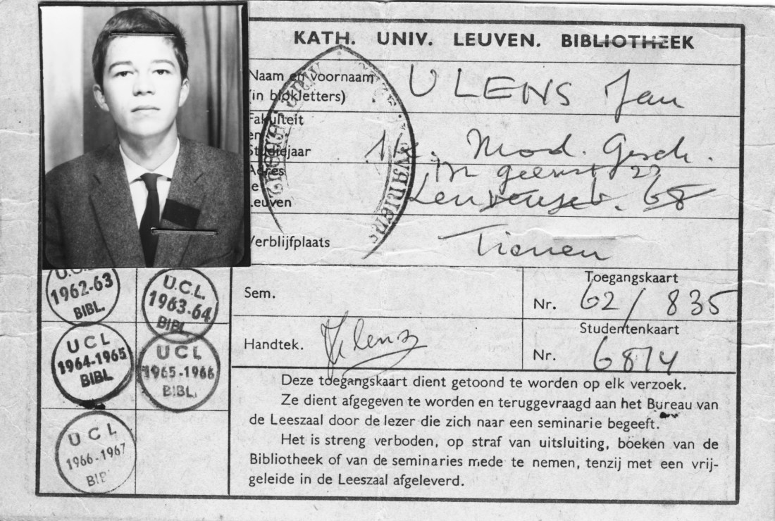 Studentenkaart KU Leuven Jan Ulens, 1962